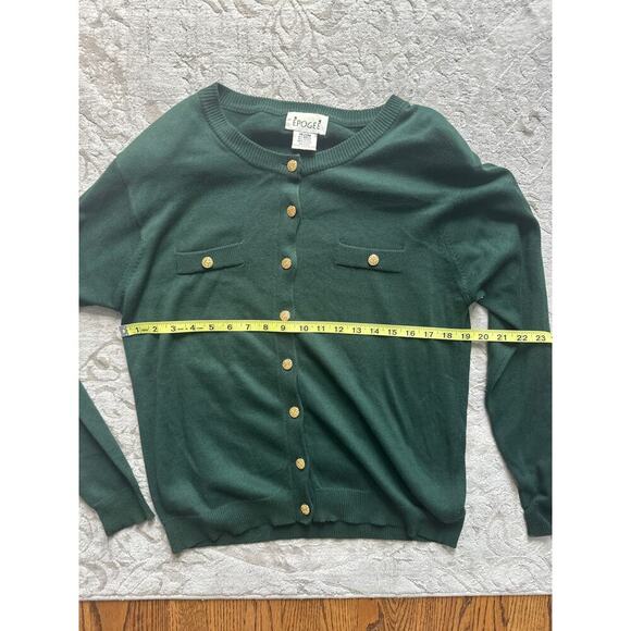 Vintage Women’s Green Cardigan Sweater Gold Button Knit Retro Preppy M - Picture 3 of 4